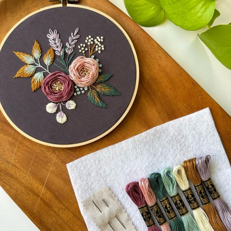 Dreamy Florals Embroidery Kit with Video Tutorial