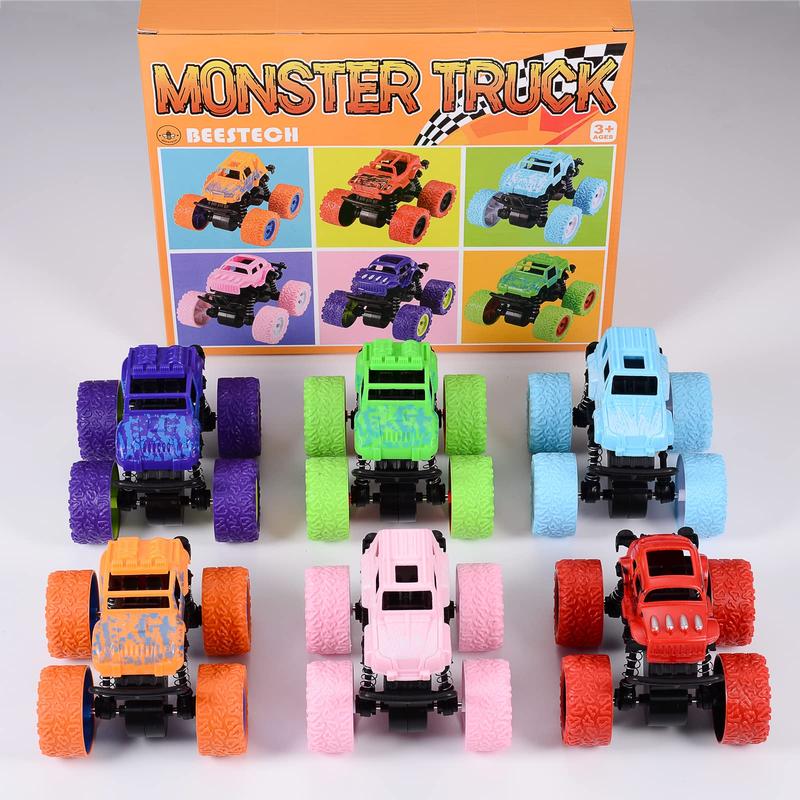 Monster Truck Toys for Kids Boys Girls Toddlers 3, 4, 5, 6, 7, 8 Years Old, Friction Powered Monster Truck Party Favor Toy Cars Vehicles, Sand Beach Toys Gifts (6 Pack)