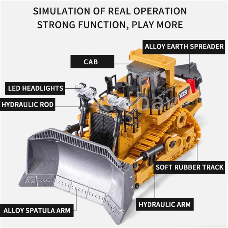 1:20 RC Excavator Dumper Car Remote Control Dump Truck, 2.4G RC Engineering Vehicle Crawler Truck Bulldozer for Boys Kids with Lights and Sound