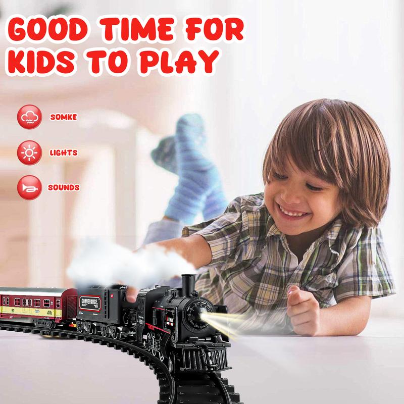 Christmas Train, Remote Control Train Toys，Christmas Gift for Kids Boys Girls with Smokes, Lights and Sound