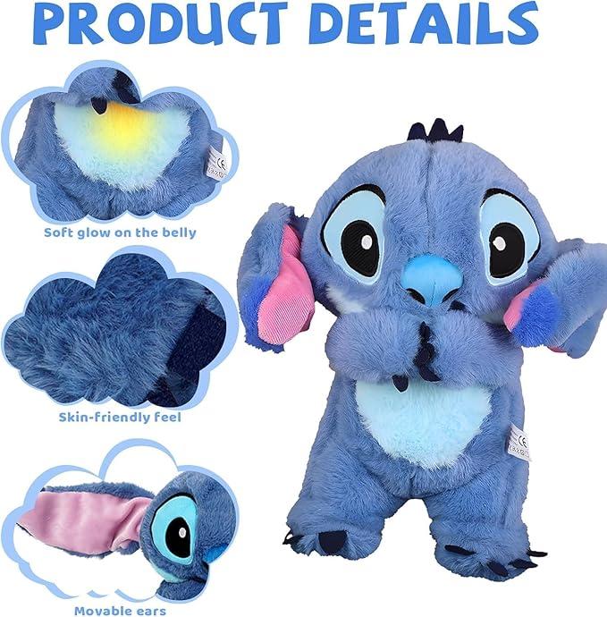 Stitch Soothing Breathing Plush Anxiety Relief Companion with Sensory Details, Musical Lighting, and Breathing Rhythm, Blue Pink