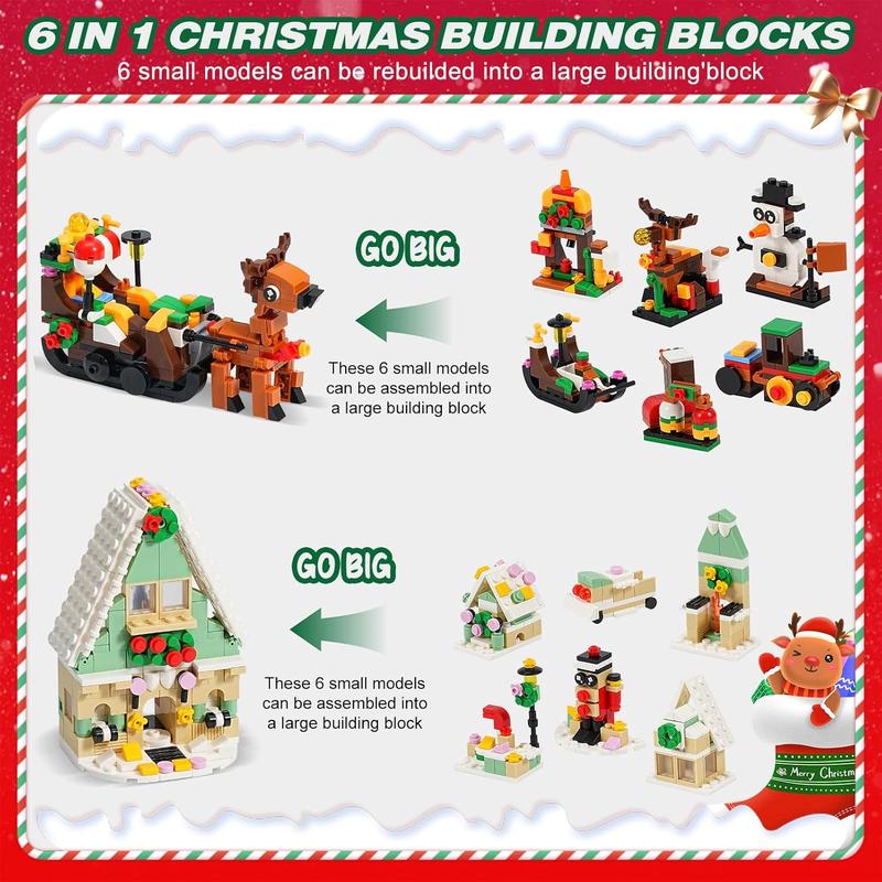 Christmas Advent Calendar 2024 with 1075 count Building Blocks for , 24 Days Christmas Countdown Calendars 24 In 4 Building Blocks Stem Toys for Boys Girls Stocking Stuffers Holiday Gifts (CT886)