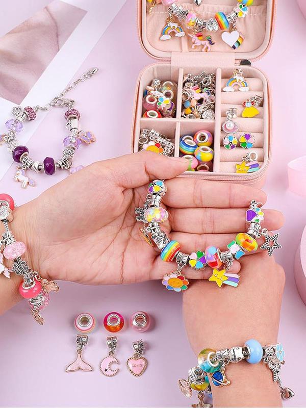 Cute Colorblock Beaded Bracelet Making Kit, Colorful Beads & Charms, DIY Jewelry Making Supplies