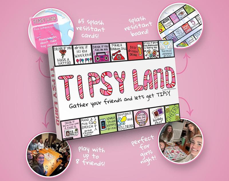 [YiimDaifun]Tipsy Land Your New Favorite Party Board Game, More Than 75 Unique Spaces for Calling Out Friends, Silly Dares & Confessions, Mini Competitions