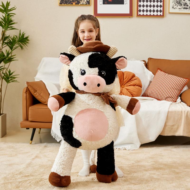 IKASA Giant Cow Stuffed Animal Plush Toy,30 Inches Large Big Jumbo Soft Toys, Huge Size Cute Fluffy Plushy Fat Oversized Plushie