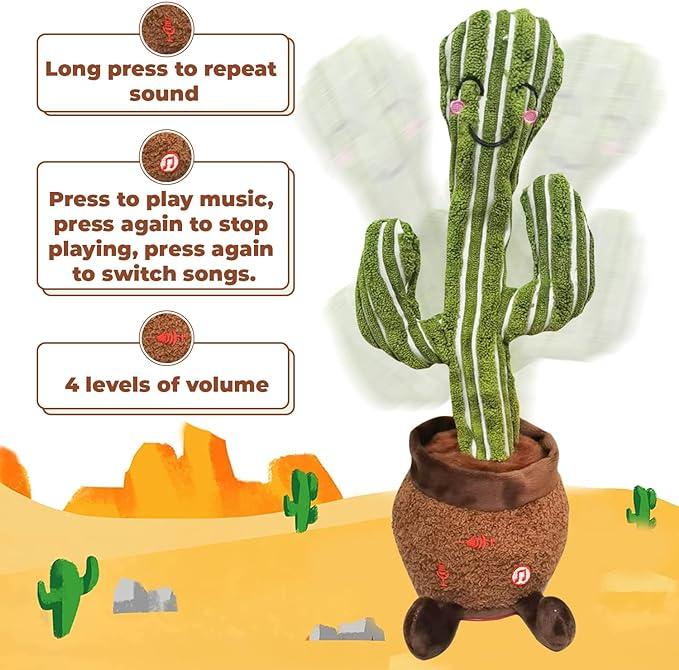 Emoin Smiling cactus toy,Singing cactus Toys, Repeats & Recording What You Say Toys interactive toy