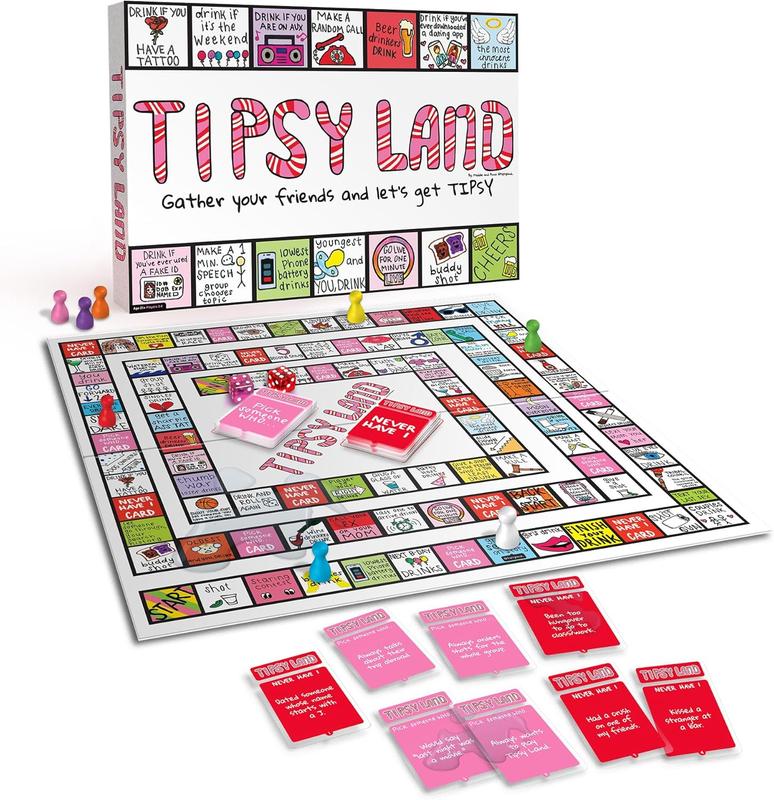 [YiimDaifun]Tipsy Land Your New Favorite Party Board Game, More Than 75 Unique Spaces for Calling Out Friends, Silly Dares & Confessions, Mini Competitions