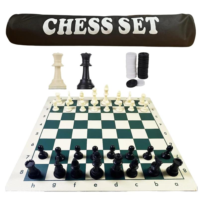 GETORIUM Tournament Chess Set with Staunton Pieces and Foldable Board – Perfect for Travel, Training, and Competitive Play.16IN