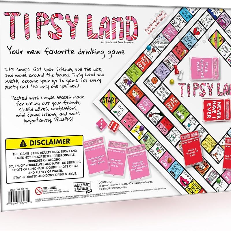 [YiimDaifun]Tipsy Land Your New Favorite Party Board Game, More Than 75 Unique Spaces for Calling Out Friends, Silly Dares & Confessions, Mini Competitions