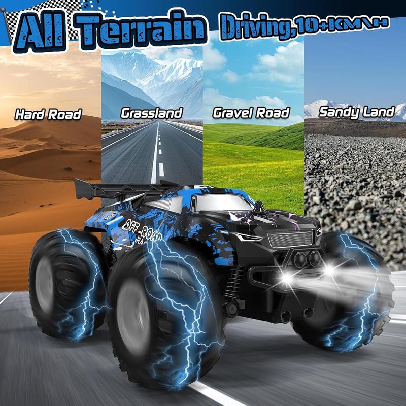 Remote Control Car, All-Terrain Remote Control Truck for Boys, Rechargeable Rc Truck with LED, 1:20, 10KM H, 2 Motors, 2.4GHZ, Speed Friendly, Sturdy, Rc Cars for Christmas, Kids, Beginner