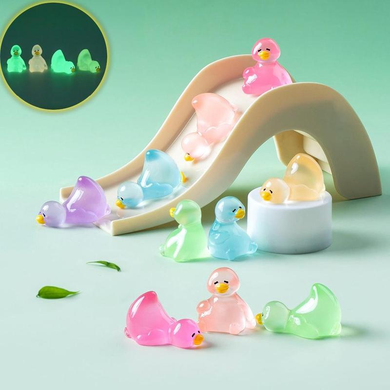 Random Color and Style Luminous Duck Design Resin Ornament, 30 50pcs Mini Cute Duck Decoration, DIY Decorative Accessories for Home & Garden & Car