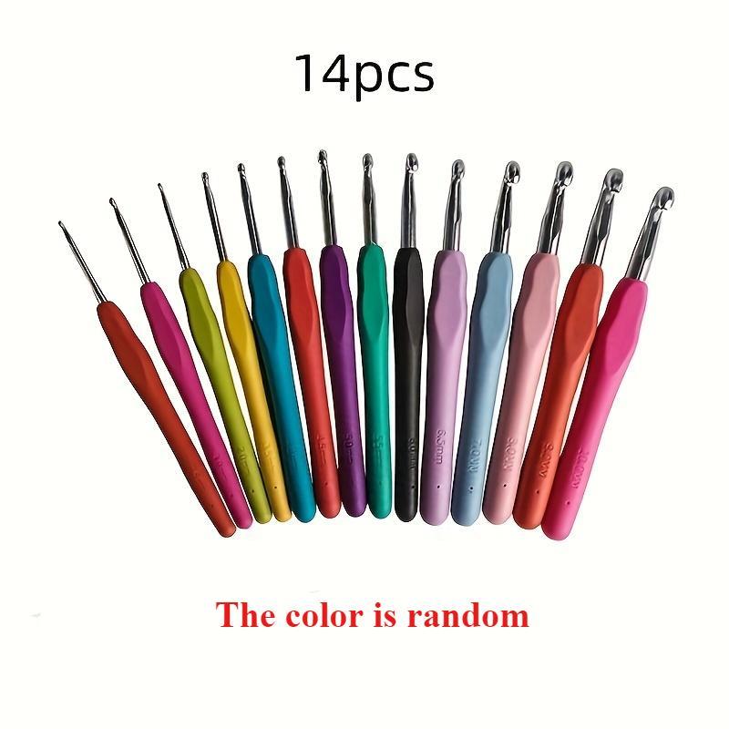 Crochet Hook Set, 14pcs set Random Color Soft Handle Aluminum Crochet Hook, Crochet Hook Set for Home and Travel