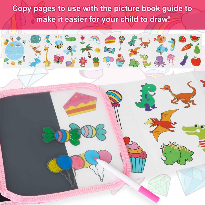 Erasable Book Doodle Set for Kids,Magic Drawing Book for Kids,Reusable Drawing Book 12 Watercolor Pens 14 Page Drawing