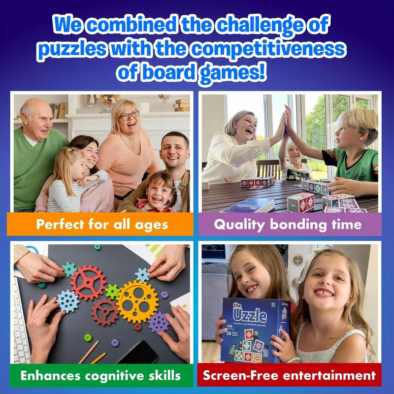 The Uzzle Board Game, 1 Box Fun Family Interactive Board Game, Creative Building Block Puzzle for Family Gatherings