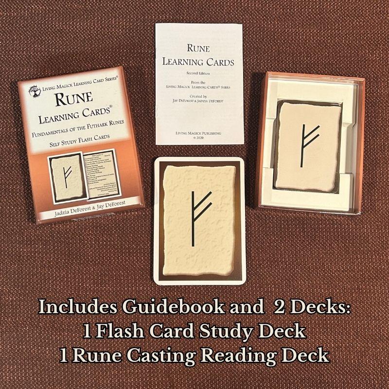 Living Magick RUNE LEARNING CARDS - Learn the fundamentals of  Norse Futhark Runes - Easily and Quickly learn the meanings and associations for each rune - 2 Decks: One for study & One for Rune Casting -Self Study Flash Cards, Beginners and Advanced