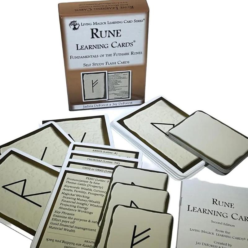 Living Magick RUNE LEARNING CARDS - Learn the fundamentals of  Norse Futhark Runes - Easily and Quickly learn the meanings and associations for each rune - 2 Decks: One for study & One for Rune Casting -Self Study Flash Cards, Beginners and Advanced