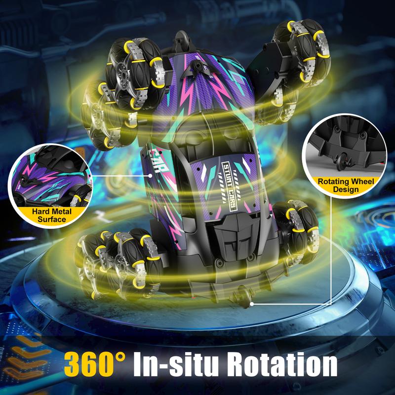 8 Wheels RC Stunt Car Toys, Transform Drift Off Road for kids, 2.4Ghz Remote Control Cars, with Lights & Music, 360° Rotating, Birthday Gifts Ideas for Kids