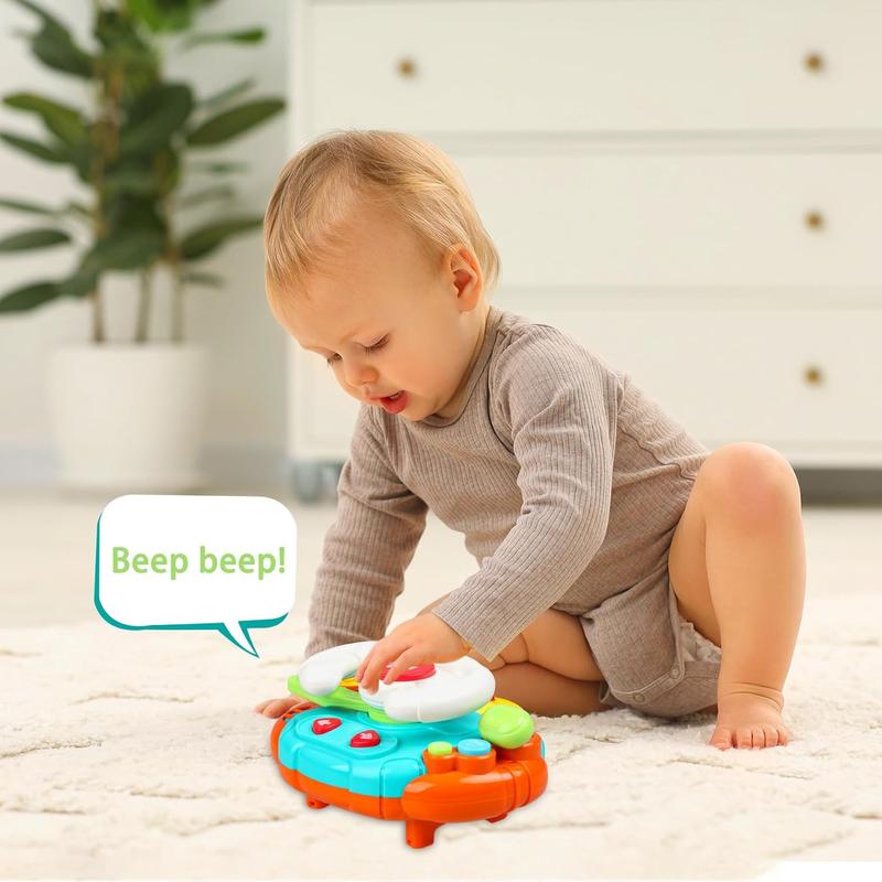 Montessori Early Learning Educational Baby Toys 6-12-18 Months,Toddlers Steering Wheel Toy with Music and Lights,Fine Motor and Sensory Toys for Ages 0-2,Birthday Gifts for 1 2 3 Years Old Boys