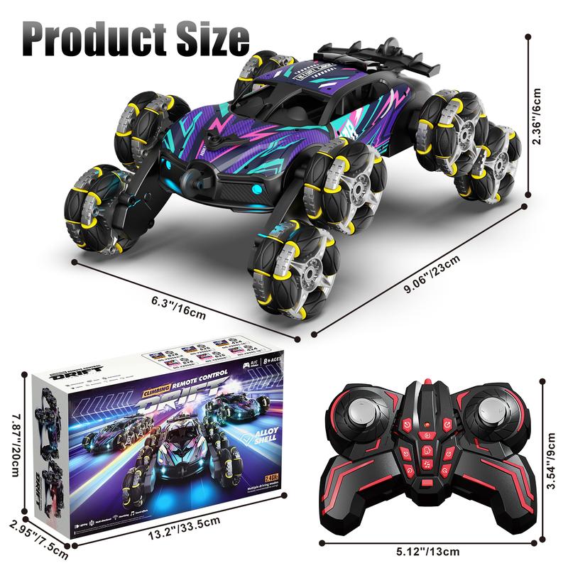 8 Wheels RC Stunt Car Toys, Transform Drift Off Road for kids, 2.4Ghz Remote Control Cars, with Lights & Music, 360° Rotating, Birthday Gifts Ideas for Kids