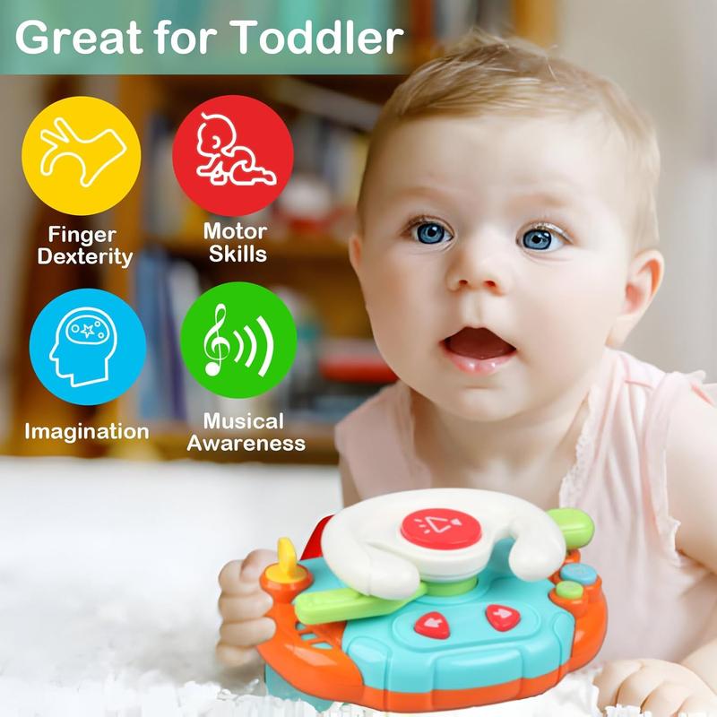 Montessori Early Learning Educational Baby Toys 6-12-18 Months,Toddlers Steering Wheel Toy with Music and Lights,Fine Motor and Sensory Toys for Ages 0-2,Birthday Gifts for 1 2 3 Years Old Boys