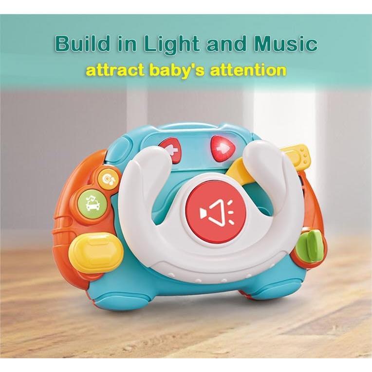 Montessori Early Learning Educational Baby Toys 6-12-18 Months,Toddlers Steering Wheel Toy with Music and Lights,Fine Motor and Sensory Toys for Ages 0-2,Birthday Gifts for 1 2 3 Years Old Boys