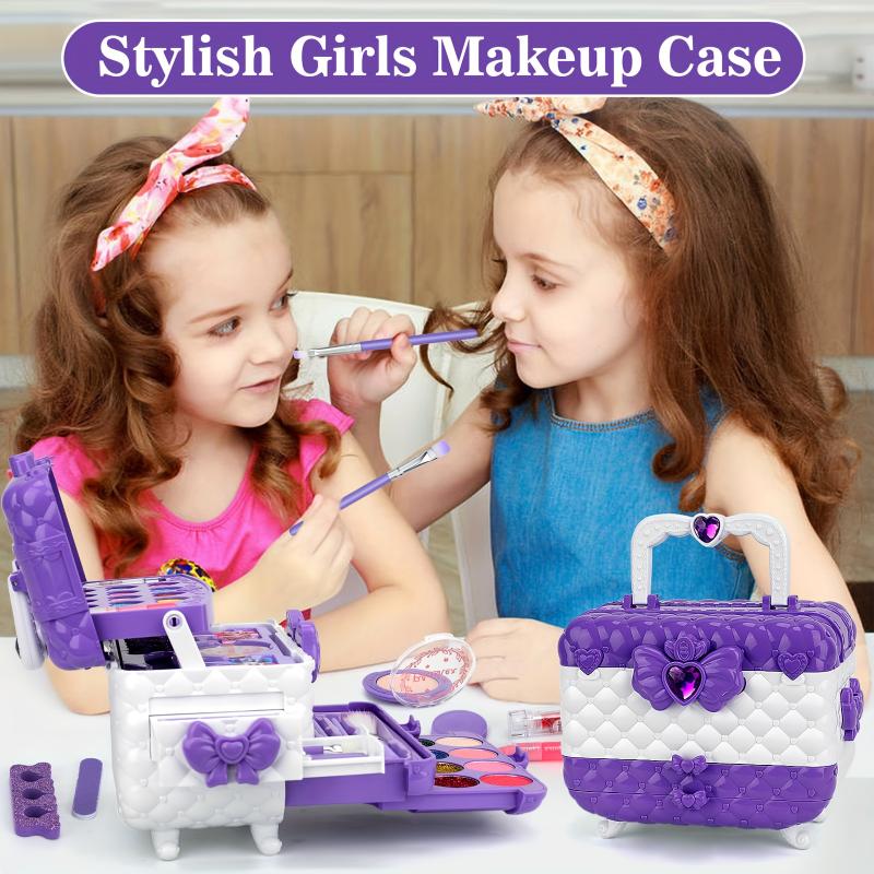 55Pcs Kids Makeup Kit for Girl-Washable Kids Makeup Girl Toys, Real Make Up Set Kids Toys for Little Girls Toddler Princess, Birthday Gifts Toys for  Christmas, Halloween Gift