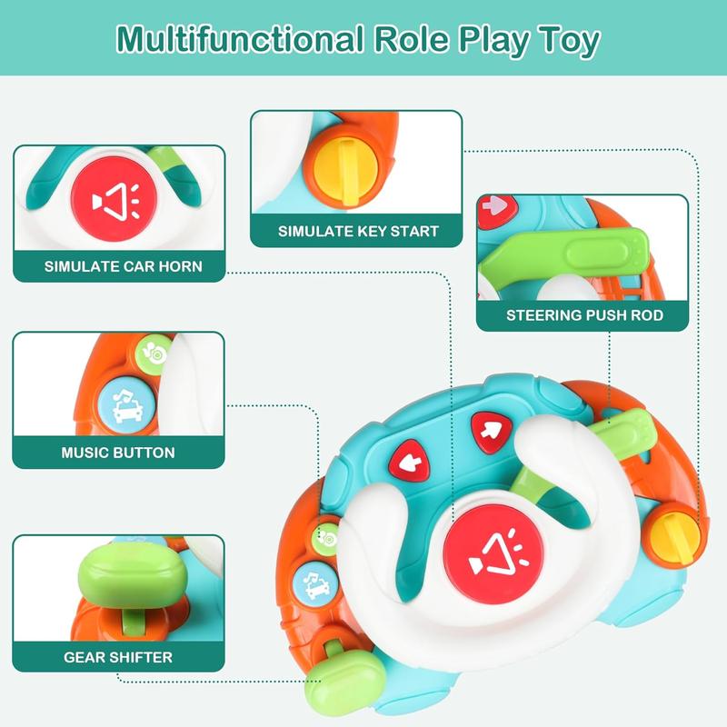 Montessori Early Learning Educational Baby Toys 6-12-18 Months,Toddlers Steering Wheel Toy with Music and Lights,Fine Motor and Sensory Toys for Ages 0-2,Birthday Gifts for 1 2 3 Years Old Boys