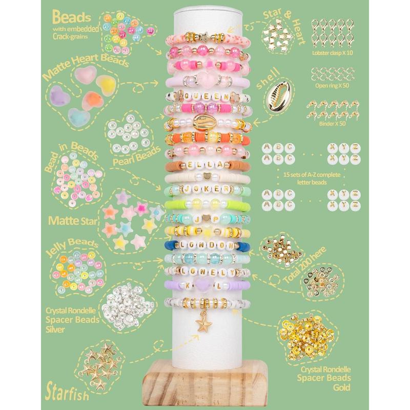 Bracelet Making Kit, 7200 Clay Beads Bracelet Making Kit, 2 Boxes Beads for Bracelets, Friendship Bracelet Kit with Letter Beads, Number Beads, Pearl Beads, Star Beads, Heart Beads