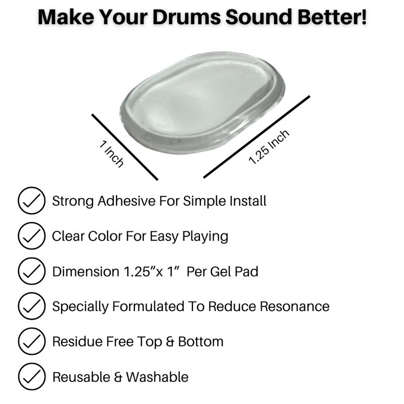 Drum Damper Gel Pads - Drum Gels For Drums Tone Control, Non-toxic Silicone Drum Dampeners, Clear Resonance Pads For Drum Muffling