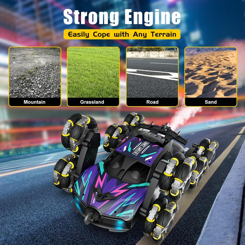 8 Wheels RC Stunt Car Toys, Transform Drift Off Road for kids, 2.4Ghz Remote Control Cars, with Lights & Music, 360° Rotating, Birthday Gifts Ideas for Kids