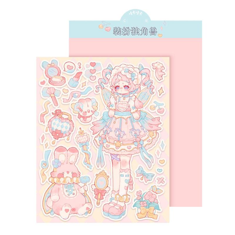 Room Decor Cute Cartoon Girl Pattern Sticker, Waterproof Self Adhesive Decorative Sticker, Decor Sticker for Gift Greeting Card Water Bottle Laptop Phone Diy Scrapbooking Journal Making