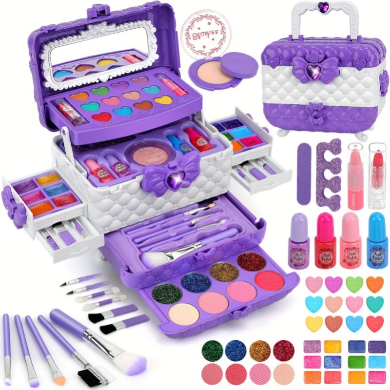 55Pcs Kids Makeup Kit for Girl-Washable Kids Makeup Girl Toys, Real Make Up Set Kids Toys for Little Girls Toddler Princess, Birthday Gifts Toys for  Christmas, Halloween Gift