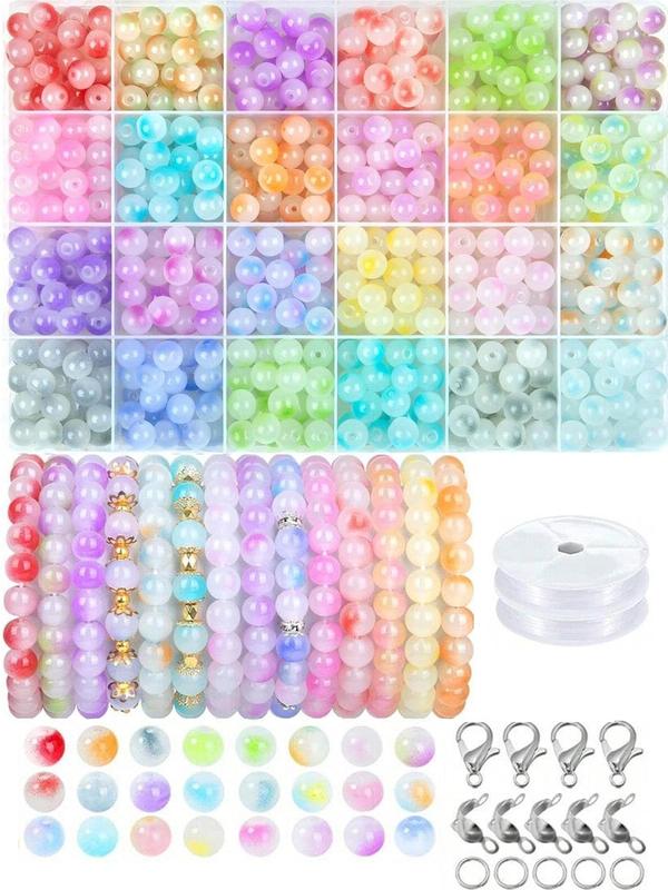 Colorful Glass Beaded Kit, Diy Jewelry Making Kit, Including Beads, Elastic Thread, Lobster Clasp, Jewelry Making Accessories for Bracelet & Necklace Bracelet Making Kit