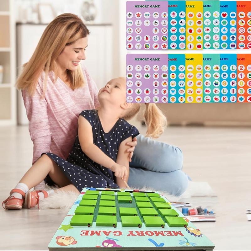 Matching Memory Game for Kids Age 3 4 5 6 7 8 Year Old, Wooden Board Game Travel Toys for Boys Girls, Fun Road Trip Essentials Airplane Activity Camping Game,Toddler Christmas Birthday Gifts