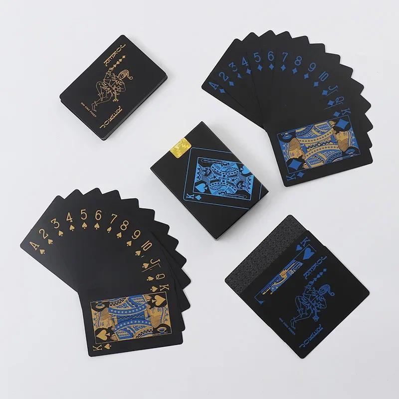 Black Gold Playing Card Poker Game Deck blue Silver Poker Suit Plastic Magic Waterproof Deck Of Card Magic Water Gift Collection