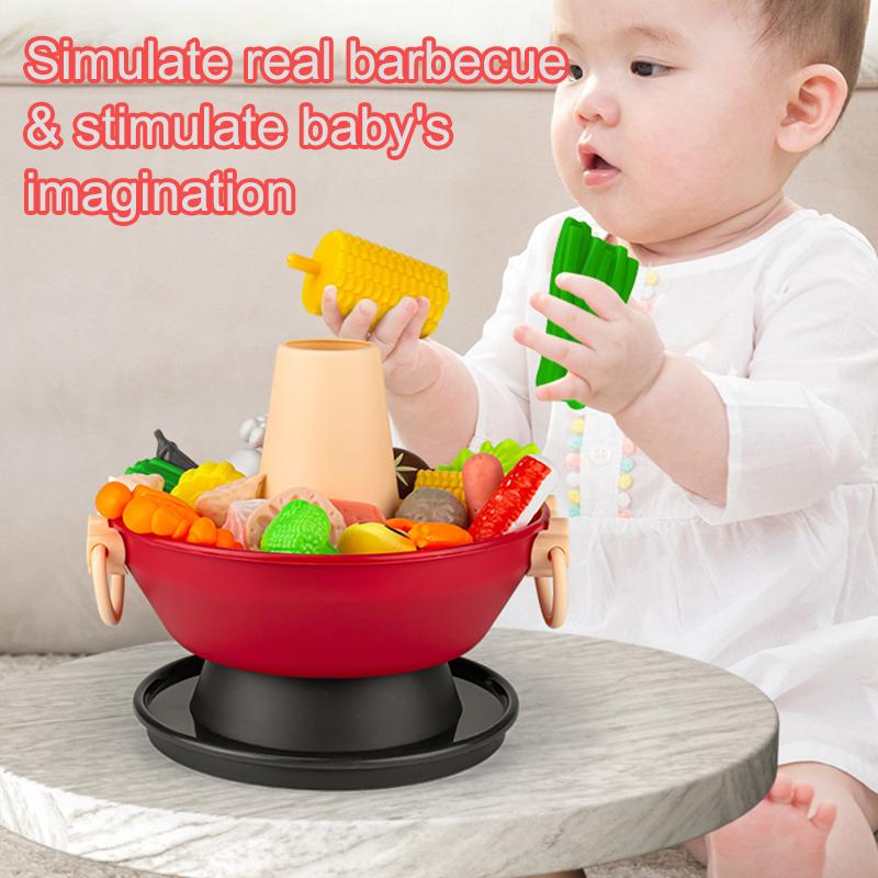 BBQ Grill Playset Toy Barbecue Kitchen Prentend Cooking Playset Interactive Grill Play Food Accessories Set for Girls Boys