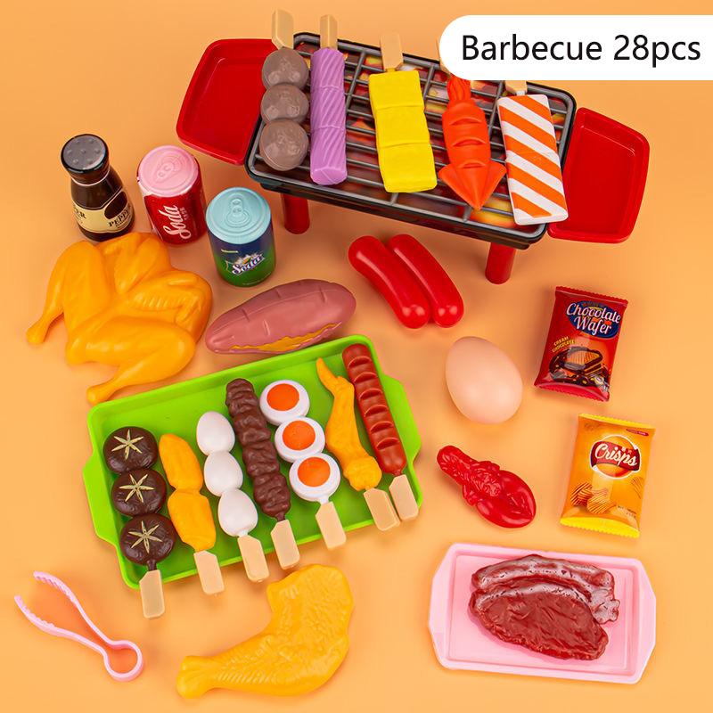 BBQ Grill Playset Toy Barbecue Kitchen Prentend Cooking Playset Interactive Grill Play Food Accessories Set for Girls Boys