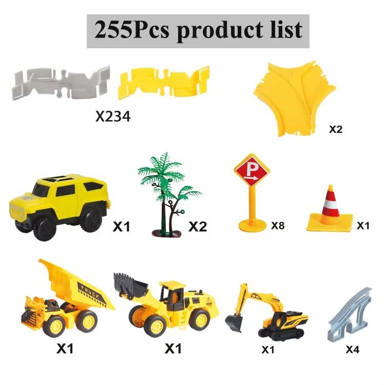 Kids Construction Toys, 255pcs Construction Race Tracks for Kids Toys, 1 Electric Cars, 6 Construction Cars, Flexible Track Play Set, Engineering Gifts for 3 4 5 6 Year Old Boys Girls,Children's birthday, Thanksgiving, Christmas gifts