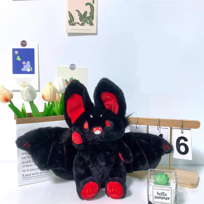 [Halloween]11-inch Black Bat Rabbit Doll Little Devil Plush Toy Stuffed Animal Cartoon Decoration Birthday Gift & Holiday Gift