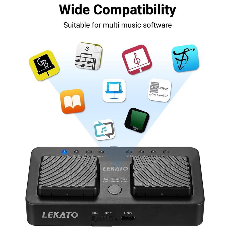 Lekato Wireless Page Turner Pedal, Page Turner Rechargeable Page Turner Foot Pedal Page Turner Music Page Turner Portable Page Turner Pedal for Tablets, Phones, Stocking Fillers Gift