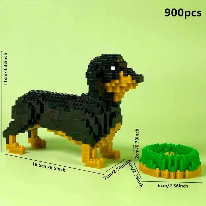 Cute Dachshund Building Blocks, Cartoon Dog DIY Puzzle Game, Building Toy for Gifts, Creative Desktop Decoration