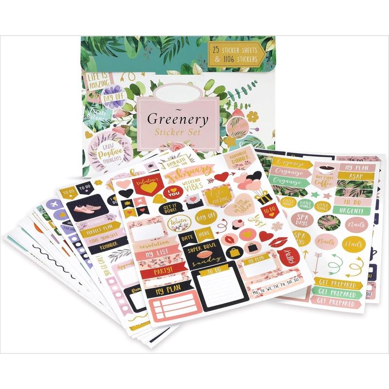 Aesthetic Greenery Planner Stickers for Fun Planning - 1100+ Stunning Gold Foil Monthly Designs - The  Scrapbook Sticker Accessories to Enhance Your Daily Calendar and Planner Journaling