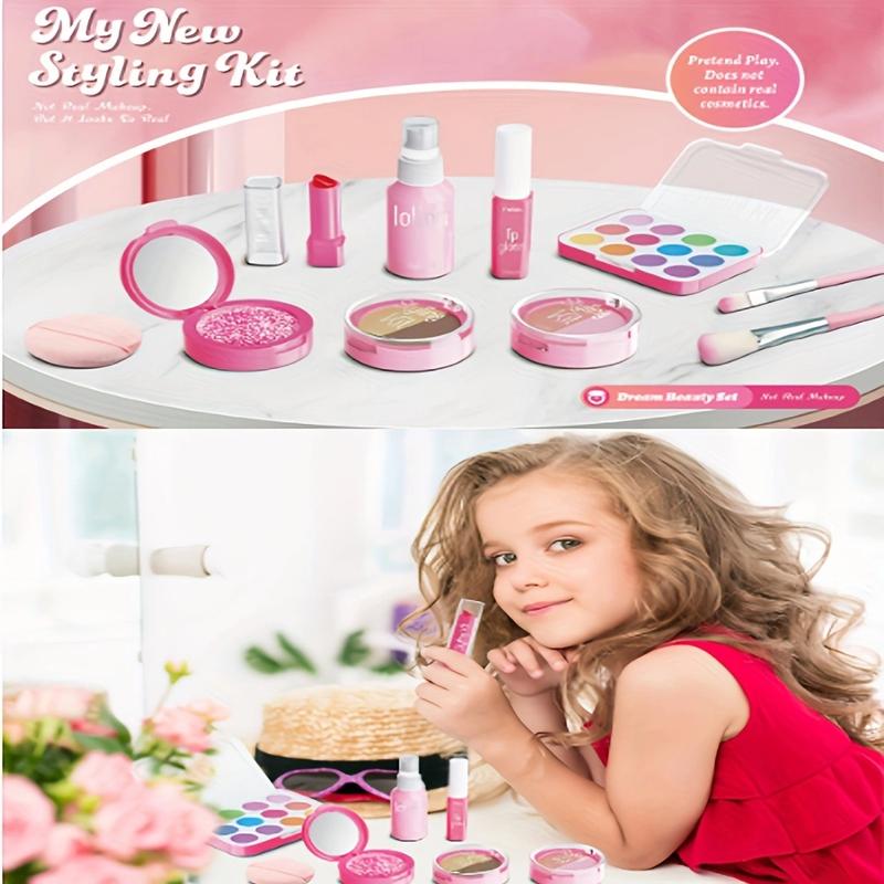 Pretend Makeup Toy Set for Toddler Girls - Makeup Set with Nail Polish, Lipstick, and Fake Accessories - Ideal Dress Up Toy for 2-8 Year Old Girls for Birthdays