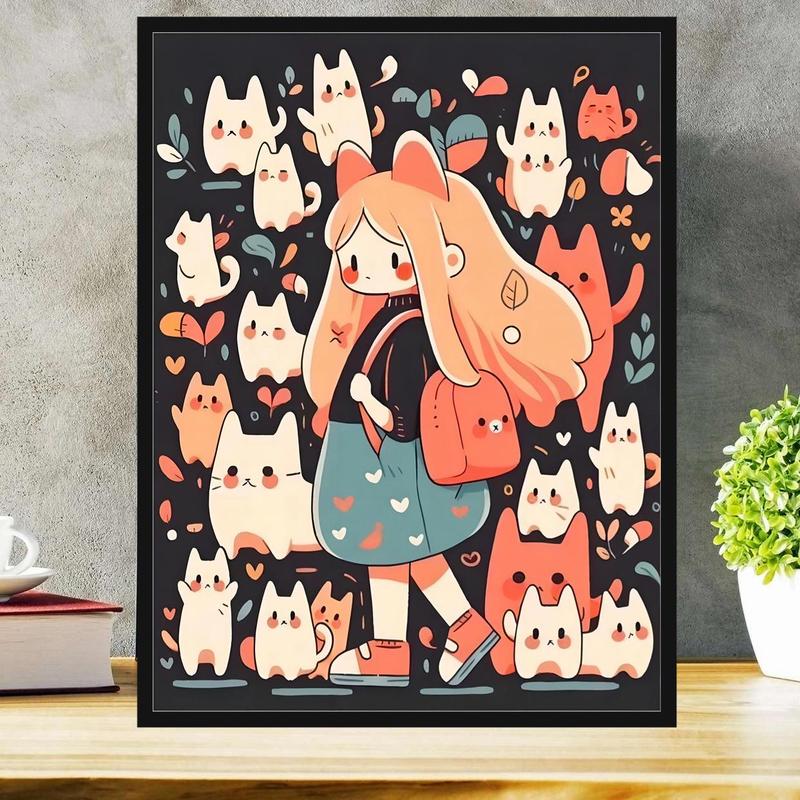 Cartoon Girl Pattern Diy Diamond Painting Without Frame, Diy Decorative Art Picture for Beginner, DIY Home Decor