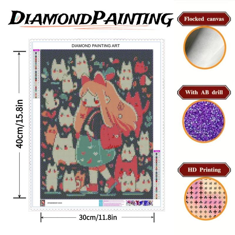 Cartoon Girl Pattern Diy Diamond Painting Without Frame, Diy Decorative Art Picture for Beginner, DIY Home Decor