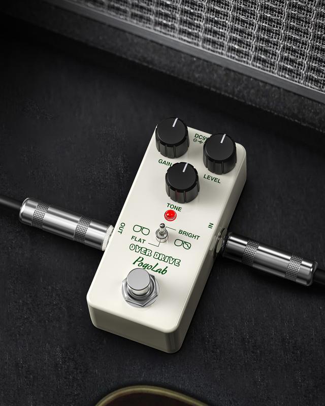 POGOLAB Overdrive Pedal, Overdrive Guitar Pedal with Two Effects, Bright and Flat, True Bypass, Mini Pedal for Electric Guitar