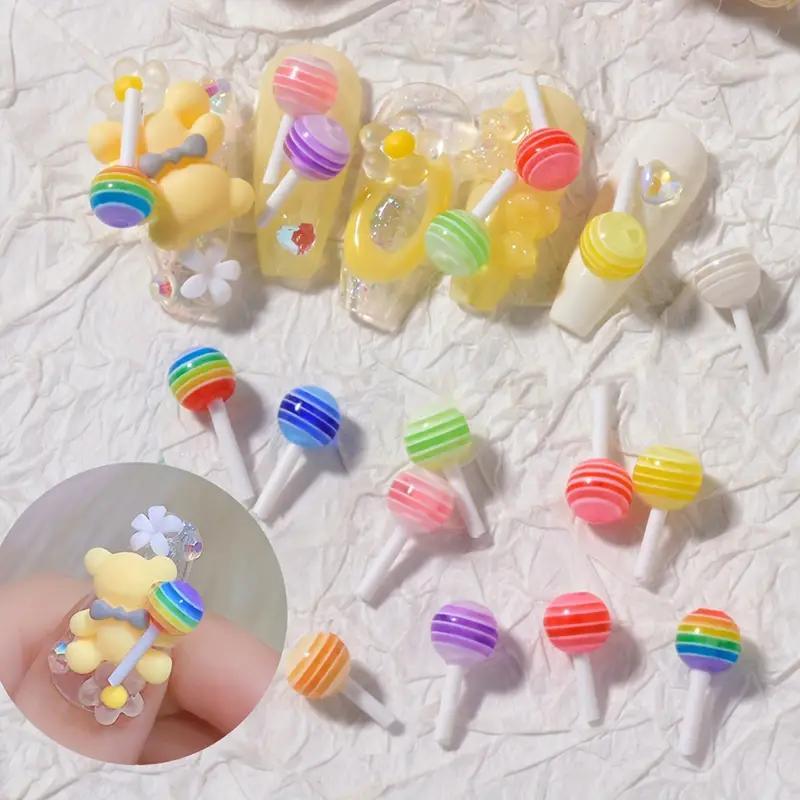 Random Color Mini Colorful Resin Lollipop, 30pcs set Simulation Jewelry Accessories, Candy Nail Charms, Phone Case Resin Decoration