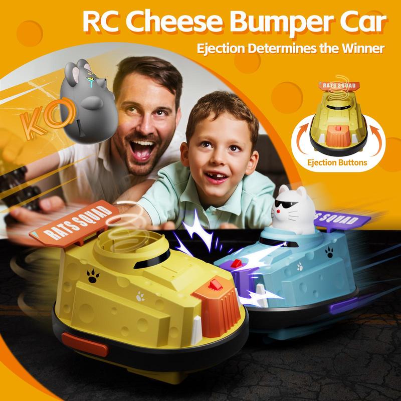 Remote Control Cheese Bumper Car, 2 Counts set Rechargeable RC Race Car Toy, Creative Cat and Rat War Remote Control Car, Birthday Gift