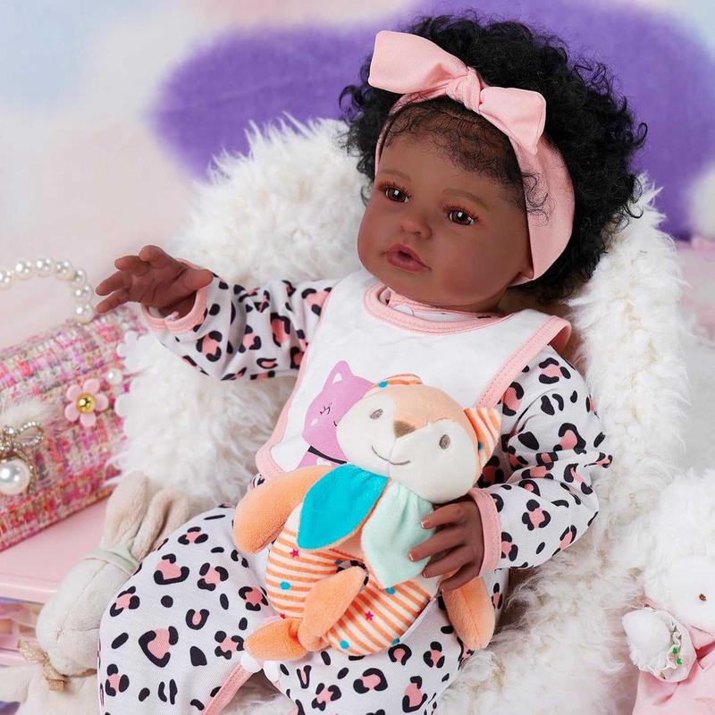 BABESIDE Lifelike Reborn Black Girl- 20-Inch Realistic Newborn Real Life Baby Dolls with Clothes and Toy Gift for Kids Age 3+ - Natalie