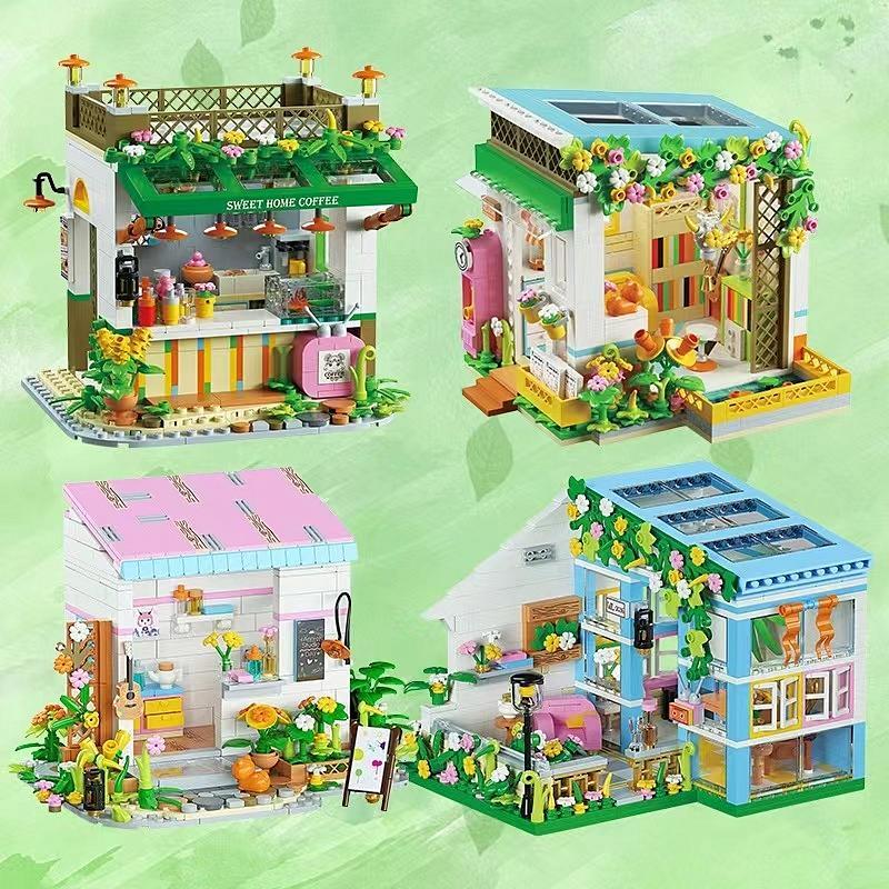 608pcs set Flower House Design Building Blocks, Creative Blocks Building Toy, Educational Toys for Kids & Adults